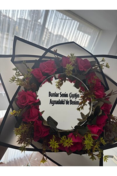 Gül Bunlar Senin çiçegin aynadakı benım ❤️🌷💐pembe aynalı buket