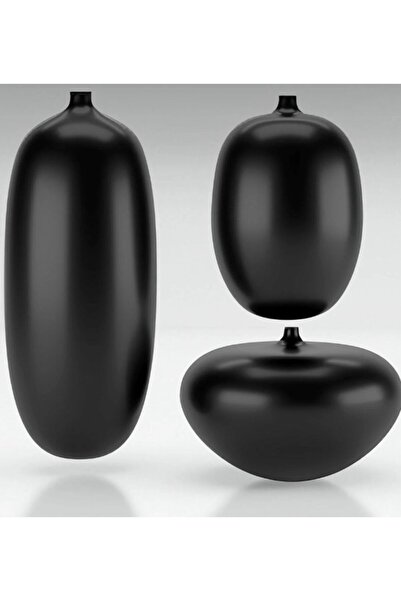 FOLİNZA Svart Siyah Modern Vazo Büyük Boy 25CM Dekoratif Sert Plastik Modern Vazo 3'lü Set