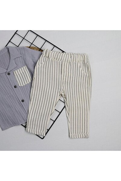 bebegci 2-Piece Muslin Baby Boy Set with Pocket Detailed Shirt