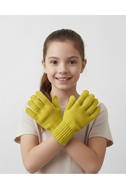 YESARİ Sıcak Tutan Çocuk Eldiveni Kışlık Örme Full Parmak Okul Eldiveni