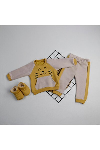 bebegci 3-Piece Baby Boy Set with Kangaroo Pocket and Embroidered Pants