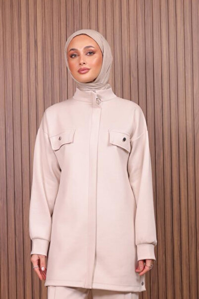 Mogi Butik Women's Scuba Pants Button Detailed Oversized Hijab Suit 3110