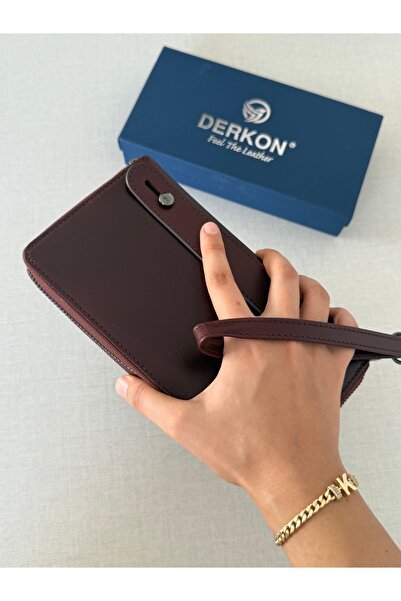 DERKON Luxury Genuine Leather Handheld Wallet with Phone Compartment Niko Model