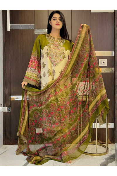 MYSMAR دوباتا سلوار قميص قطني أخضر - ALY1002 | أخضر