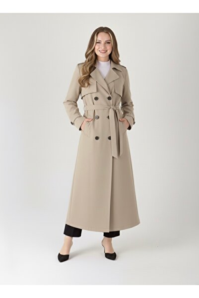 şuranur Buttoned Women's Trench Coat
