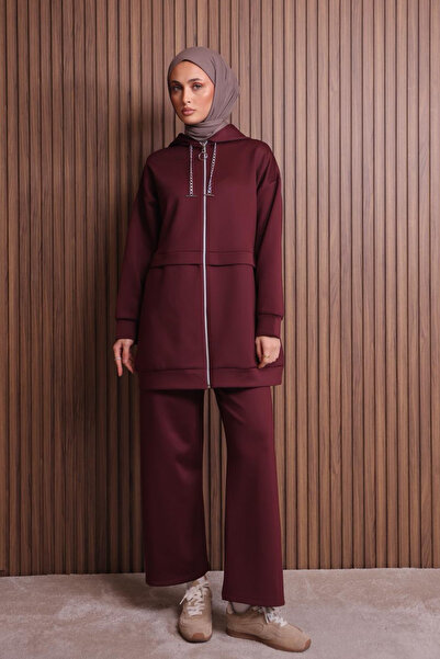 Mogi Butik Scuba Women's Chain Corded Hooded Oversized Hijab Set 3109