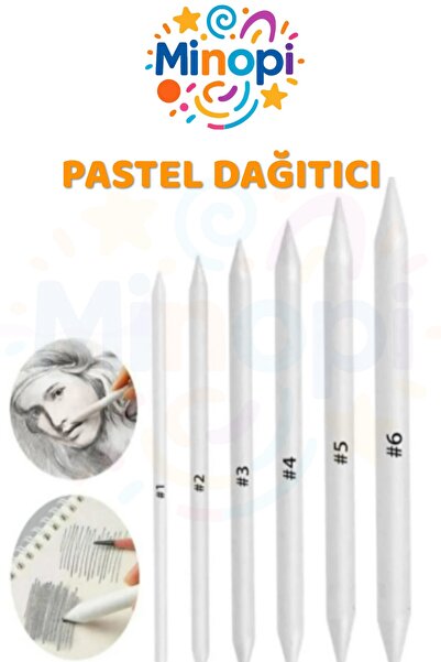 Minopi Pastel Dağıtıcı Gölgelendirme Kalemi 6'lı 1 Paket Kaynaştırma Kalemi K...