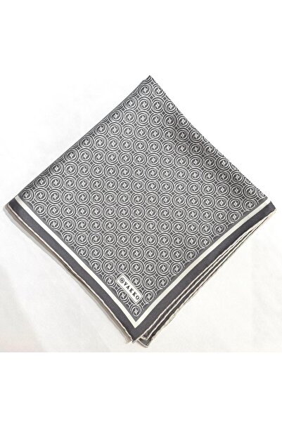 Vakko Tivil Monogram Silk Scarf 41408-Grey-Ecru-