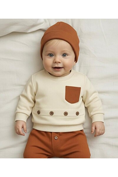 P&H BABYWEAR طقم بييريه للأولاد الصغار مع جيوب وتفاصيل أزرار