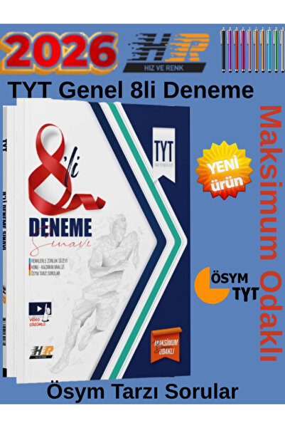 Hız ve Renk Yayınları Hız Ve Renk Tyt 2026 8 li Maksimum Odaklı Genel Deneme+...