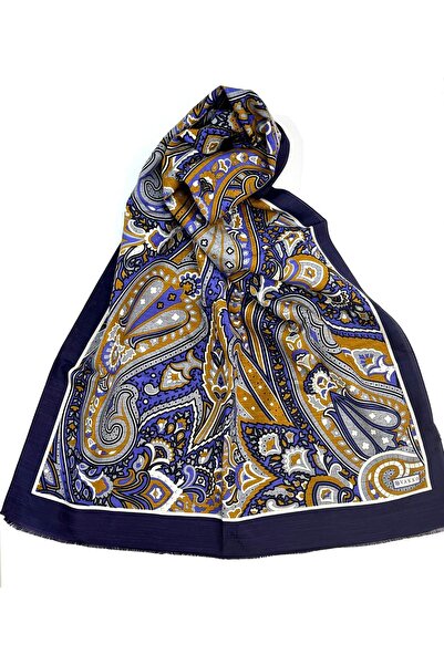 Vakko Cotton Silk Patterned Shawl 41713-Purple