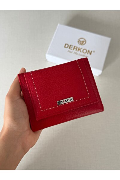 DERKON محفظة يوهان من الجلد الطبيعي مع حجرة صغيرة واسعة للبطاقات تناسب كل حقيبة
