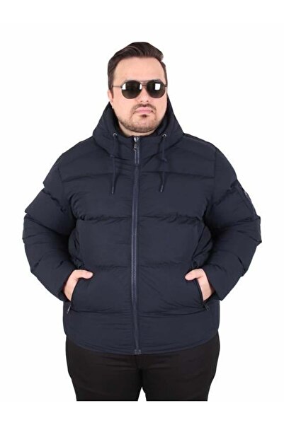 Starbattal Men's Large Size Hooded Coat Lusso 2505 Navy Blue