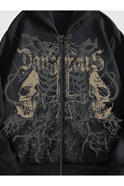 Köstebek Double Skull Gothic Kutukafa Hooded
