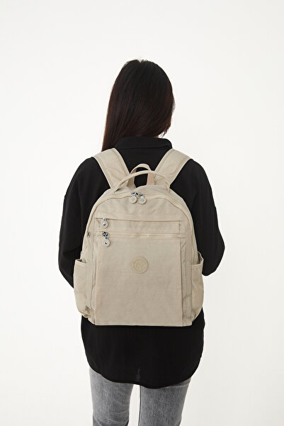 nura Water Resistant Crinkle Fabric Multi-Pocket Laptop and Backpack (Height: 38cm Width: 30cm Base Width: 12cm)