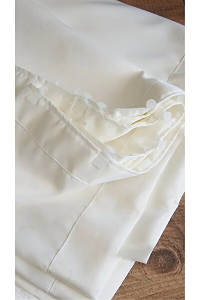 BAROUTJI Krem Güneşlik Perde Saten Dokulu 1. Kalite Ağır Gramajlı Tek Adet Pi...