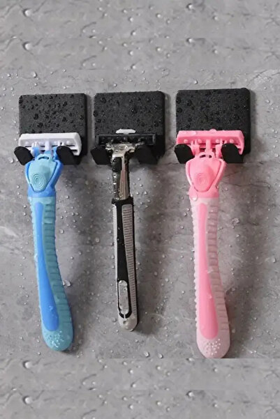 SHHOBİ 3'lü Permatik Tutucu - Yapışkanlı Jilet Tutucu - Anahtarlık Tutucu - Çok Amaçlı Banyo Askısı Aparatı