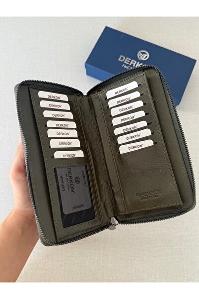 DERKON Luxury Genuine Leather Handheld Wallet with Phone Compartment Niko Model