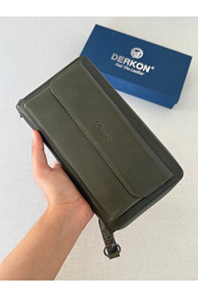 DERKON Luxury Genuine Leather Handheld Wallet with Phone Compartment Niko Model