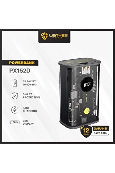 Lenyes PX152D بطارية شحن خارجية شفافة 10000 مللي أمبير/ساعة 22.5 واط + PD20 و...
