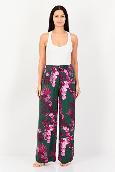Happiness İstanbul Women Regular Fit Allover Print Palazzo Pants, Multicolor