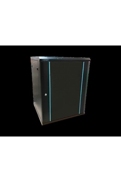Dateup Επιτοίχιο ερμάριο rack 12U, 600x450mm, με γυάλινη πόρτα, μαύρο RAL9004