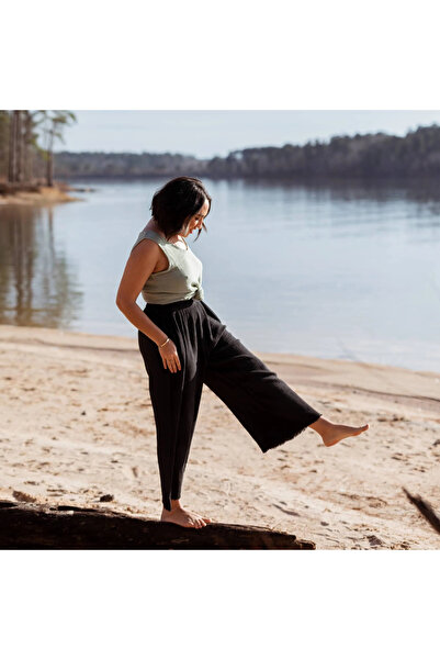 İKİKIZ Crinkle Black Palazzo Pants