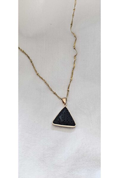 MITH SB TAKI سلسلة من الفولاذ المقاوم للصدأ مع حجر طبيعي مثلث الشكل - قلادة ح...