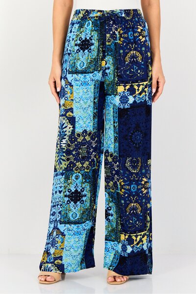 Happiness İstanbul Women Regular Fit Allover Print Palazzo Pants, Multicolor