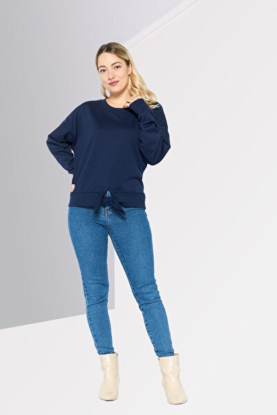 Michael Kors Women Crew Neck Long Sleeve Plain Sweatshirt, Navy