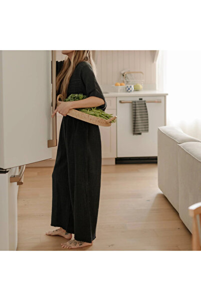 İKİKIZ Crinkle Black Palazzo Pants