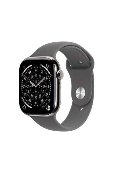 Apple Ceas Seria 11 46mm GPS + Cellular Titan, Curea Gri Piatră S/M