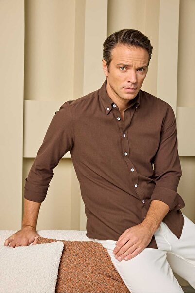 RUFELLI Linen Look Cotton Slim Fit Men's Shirt