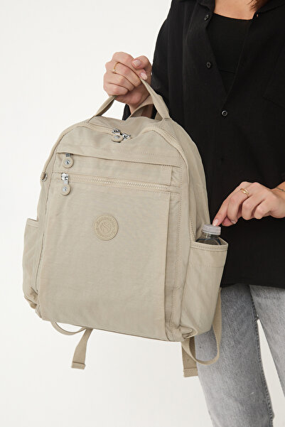 nura Water Resistant Crinkle Fabric Multi-Pocket Laptop and Backpack (Height: 38cm Width: 30cm Base Width: 12cm)