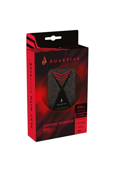 SUREFIRE SSD extern Bunker Gaming, 512 GB, iluminat RGB, USB 3.2 Gen 1 Type-C, Negru