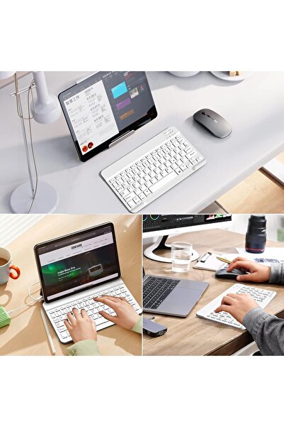 Novatis Bluetooth Kablosuz Klavye ve Mouse Seti Tablet Telefon Tüm Cihazlara Uyumlu Renkli Sessiz Tasarım