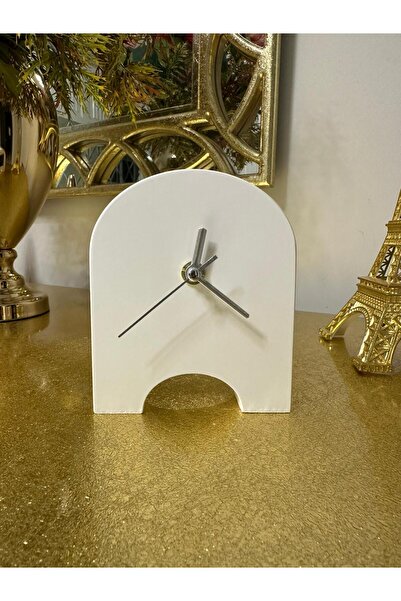silmogen Dekoratif Masa Saati - Ayaklı Model Masa Saati - Beyaz Renk - Gümüş ...