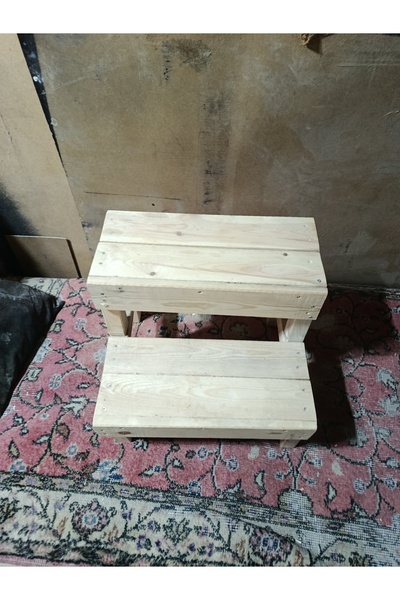Atölye Merdiven 2 basamaklı el yapımı merdiven uzunluk 45 cm boyu eni 40 cm b...