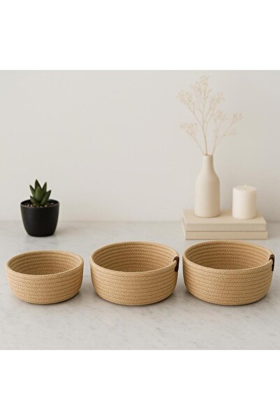 Tresshandicraft 3-Piece Wicker Basket Set (Straw Color)