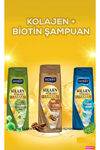 Hobby KOLAJEN BİOTİN ŞAMPUANLAR 480 ML 3 ADET (H-PRO HİJYEN MARKET)