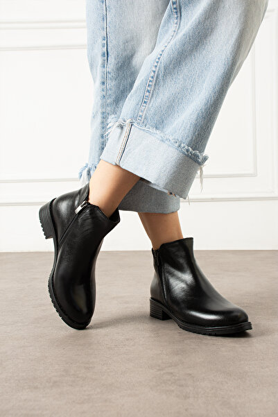 pasyone Siyah Kadın Günlük Fermuarlı Bot