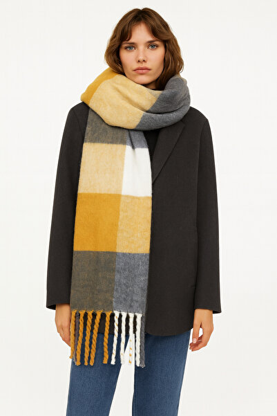 Hat Town Unisex Puffy Plaid Shawl Scarf 45X220 cm