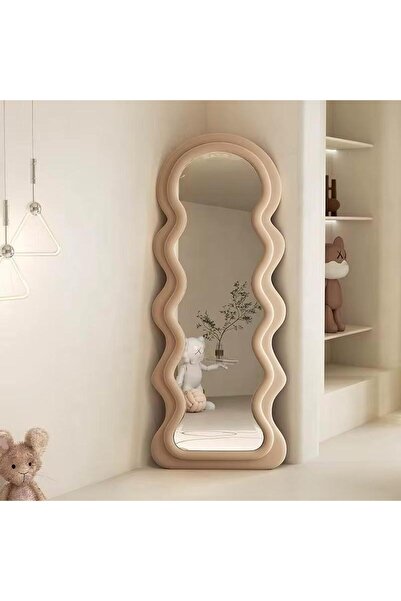 Genaric Long floor mirror, 160cm long and 60cm wide, with a wooden frame covered with fabric