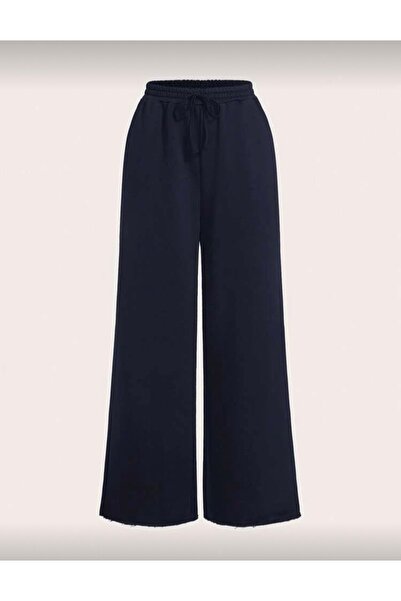 DEZZİİ 2-Piece Baggy Gray and Navy Blue Wide-Leg Sweatpants
