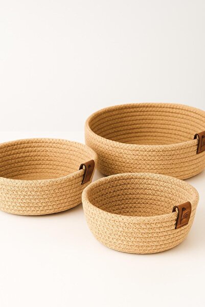 Tresshandicraft 3-Piece Wicker Basket Set (Straw Color)