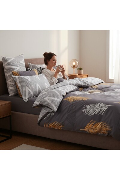 Comfort Craft Σετ Παπλωματοθήκης Διπλό Olivia Χρυσογκρι Ματουρ