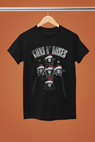 MAGORS تيشيرت روك قطني مطبوع عليه عيد الميلاد نويل بأكمام قصيرة وقصة عادية