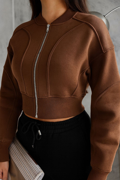 Noa Noa Women's Zippered Fit Cropped Sweatshirt – Sporty & Urban Style