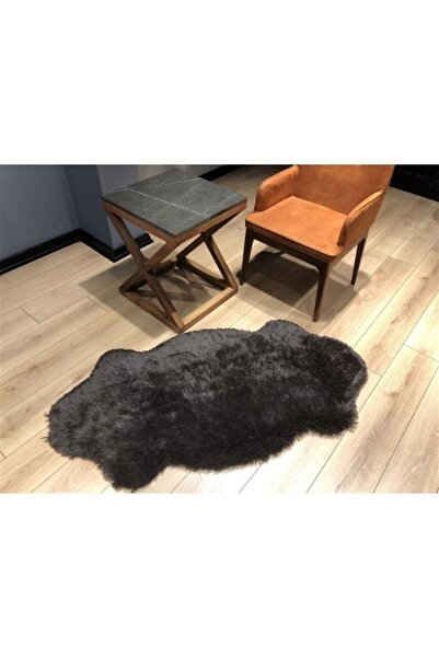 Halımax Tavşan Tüyü Kaymaz Tabanlı Kahverengi Dekoratif Post Peluş Halı Yatak Odası Koridor Halısı