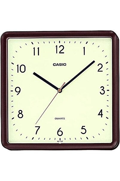 Casio Analog Square Wall Clock, White Dial, Resin Frame, IQ-152-5DF, Brown (Unisex)